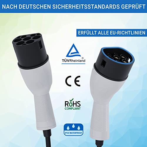 EVify Typ 2 Spiralladekabel 11kW 5M 16A für Elektroauto Hybrid inkl