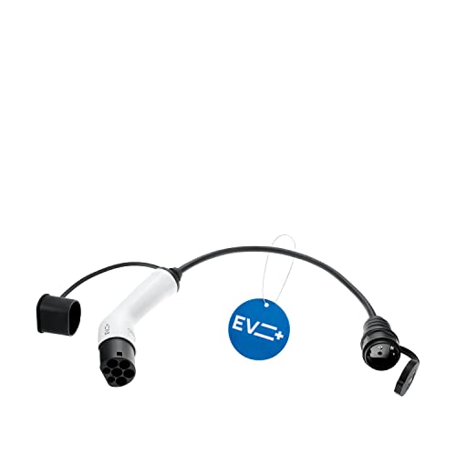 EV + Adapter für Elektrofahrzeug Ladekabel - Typ 2 IEC 62196 auf Schuko Stecker Ladegerätadapter - 1-Phase 16A (3,6 kW) Schwarz/Weiß-Steckverbinder IP44…