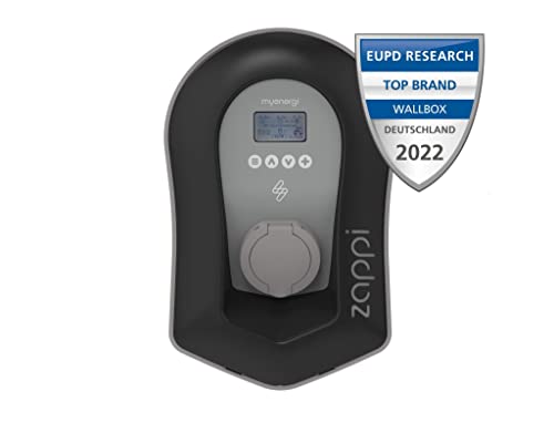 Myenergi Zappi V2.1 | 7.4 kW | Typ 2 Steckdose oder 6,5m ladekabel | Wallbox | 1x32a | Schwarz oder Weiß | Solaranlagen kompatibel | 3 Jahre Herstellergarantie (Socket, Black)