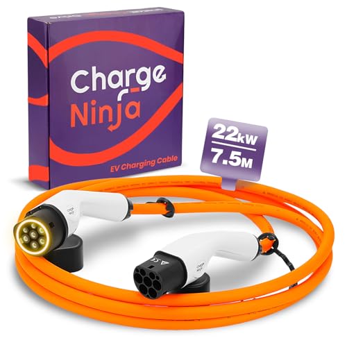 Charge Ninja Orange Belt Typ2 Ladekabel für Elektroautos -3-Phasen, 32A, 22KW, Orange 7,5 Meter