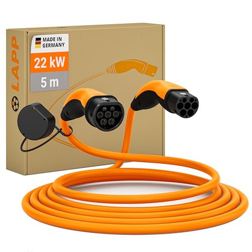 Lapp Mobility Helix Typ 2 Ladekabel 22 KW/Selbstaufrollend / 32 A / 3-Phasig/E-Auto Ladekabel/Mode 3 / 5m, Orange