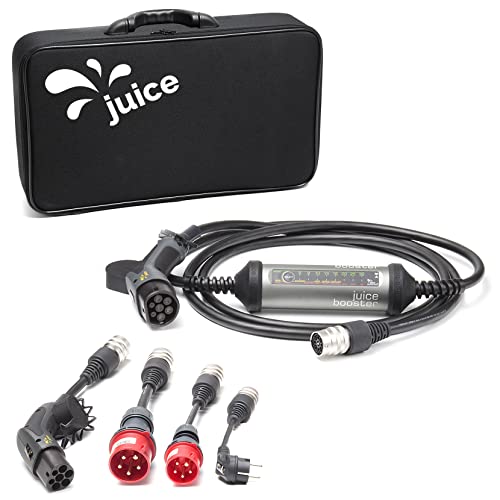 Juice Booster 2 Traveller Plus Set, Mobile Wallbox 22kW Installationsfrei, Ladegerät für BEV mit Typ2 Ladekabel E Auto, Leicht & Flexibel, IP67 Wasserdicht, Inkl. CEE 32/16 ROT + EU Schuko + Type 2
