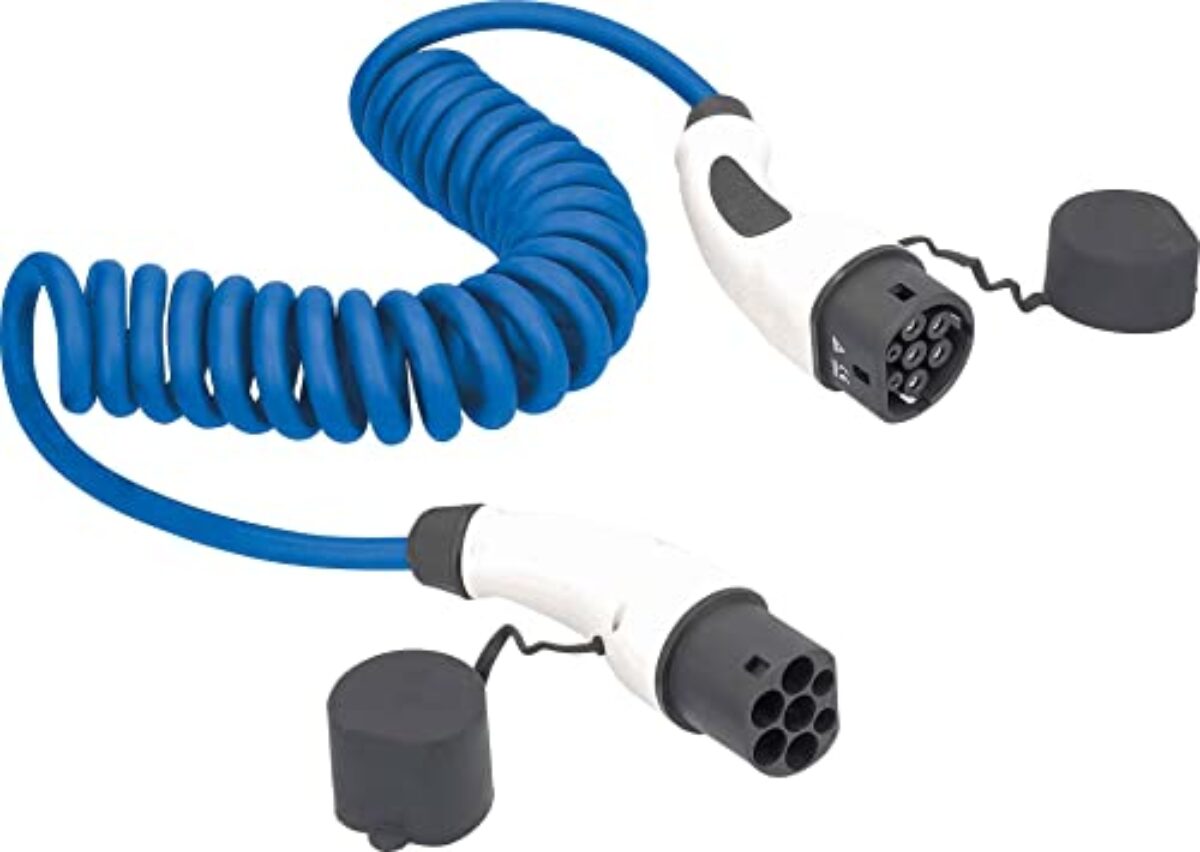 E-Auto Ladekabel Typ2, spiral, 4,6kW, 20A, 1ph