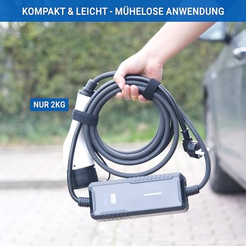 EVify Ladekabel Typ 2 Schuko 3,7kW 5M 16A für Elektroauto & Hybrid inkl. Kabeltasche