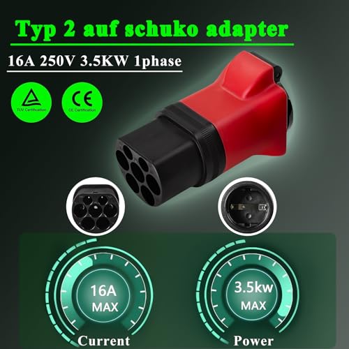 Typ2 Zu Schuko Adapter, Typ2 EV Ladekabel Ladegerät Zu Schuko Steckdose Fuer Elektrische Motorraeder Und E Bikes Typ 2 Station Entlader